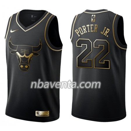 Camiseta Hombre Chicago Bulls Otto Porter Jr. 22 Nike Negro Golden Edition Swingman